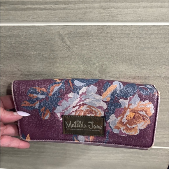 Matilda Jane Moments with You Backpack and wallet- Burgundy and Pink - Picture 2 of 5